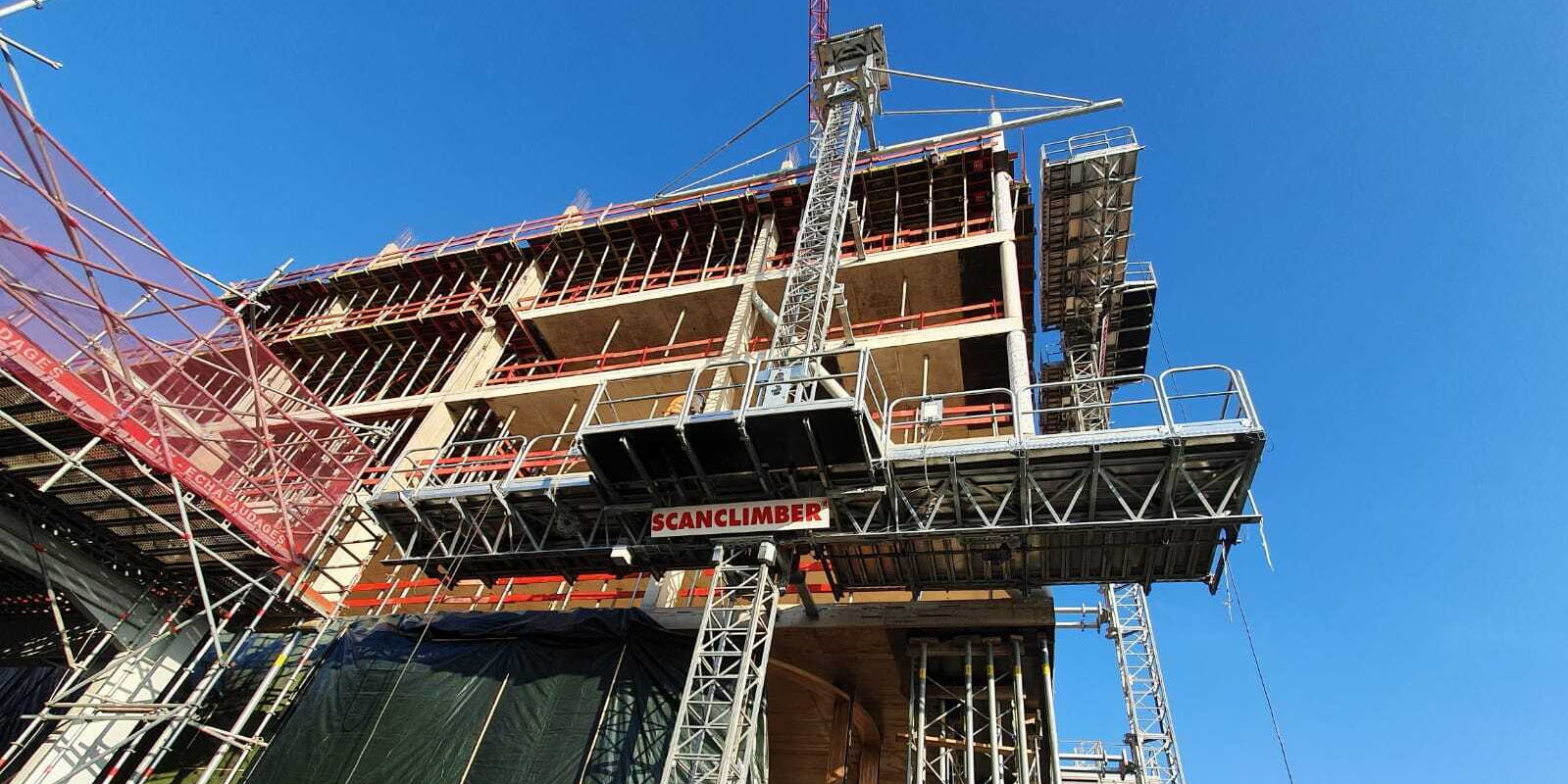 The Scanclimber® by Tractel® SC8000 Mast Climber with additional components and options attached.